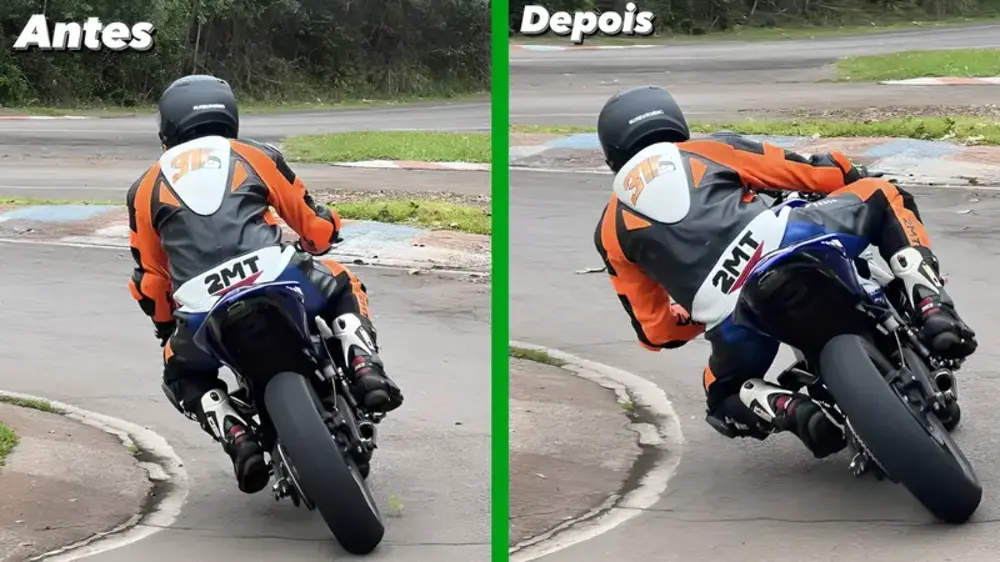 Imagem comparativa de antes e depois do curso