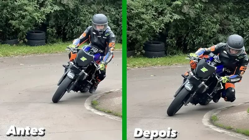 Imagem comparativa de antes e depois do curso